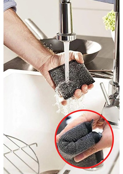 2 Adet Inox Bulaşık Süngeri Paslanmaz Telli Sihirli Bulaşık Süngeri Yağ ve Leke Çıkarıcı fırsatları
