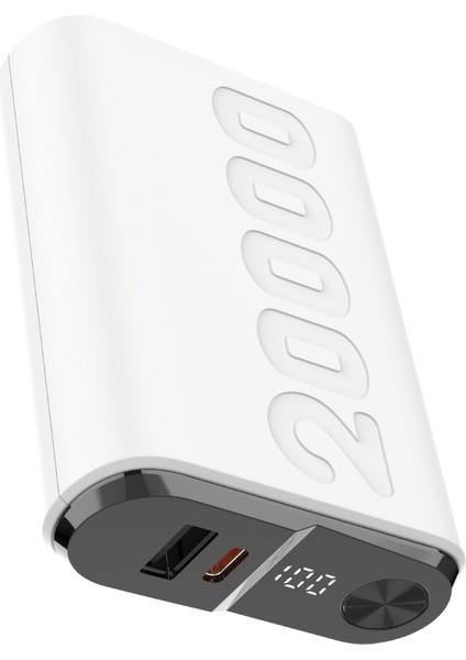 TPB24 20000MAH Pd 20W Usb-C ve Usb-A Qc 3.0 Çift Portlu 22.5W Süper Hızlı Şarj Destekli ve Dijital Ekranlı Mini Powerbank Beyaz fiyatları