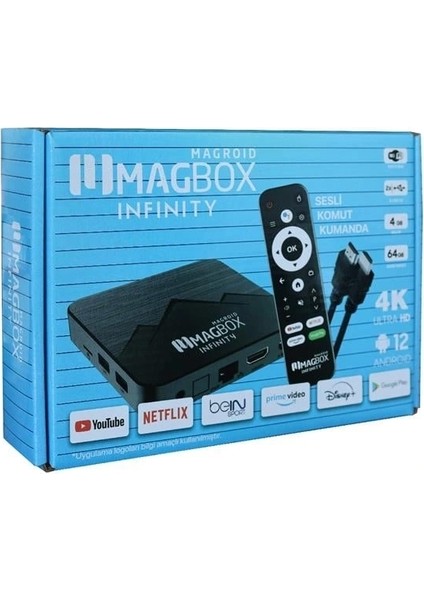 Magbox Magroid Infinty 64 GB HDD 4 GB Ram Bluetooth 5g Wifi Ses Komut Kumandalı Android Tv Box (5047) modelleri
