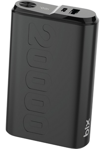 TPB24 20000MAH Pd 20W Usb-C ve Usb-A Qc 3.0 Çift Portlu 22.5W Süper Hızlı Şarj Destekli ve Dijital Ekranlı Mini Powerbank Siyah