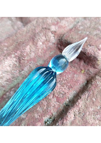 El yapımı cam kalemi, cam kalem, cam çizim kalemi, kaligrafi kalem-Turkuaz