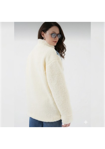 Ekru Peluş Kot Mont indirimleri