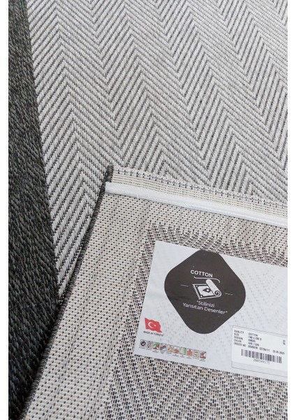 Jüt Sisal Cotton 0402G Gri-Antrasit Silinebilir Leke Tutmaz Kolay Temizlenen Mutfak-Koridor-Antre