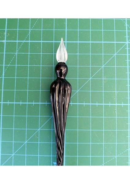 El Yapımı Cam Kalemi, Cam Kalem, Cam Çizim Kalemi, Kaligrafi Kalem-Beyefendi Siyahı modelleri