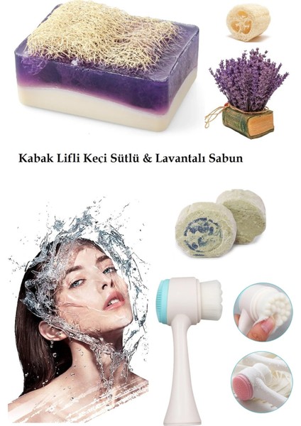 3lü Yaşlanma Karşıtı Bakım Peeling Keçi Sütlü&sabun Lavanta Leke,kararma Ruşur Taşı Yüz Fırçası