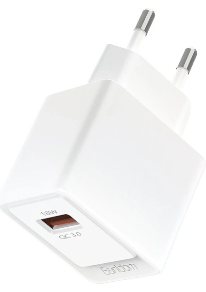 EU45 18W USB Qc 3.0 Çıkışlı ve USB To Lightning Kablolu Pd Hızlı Şarj Cihazı - Beyaz