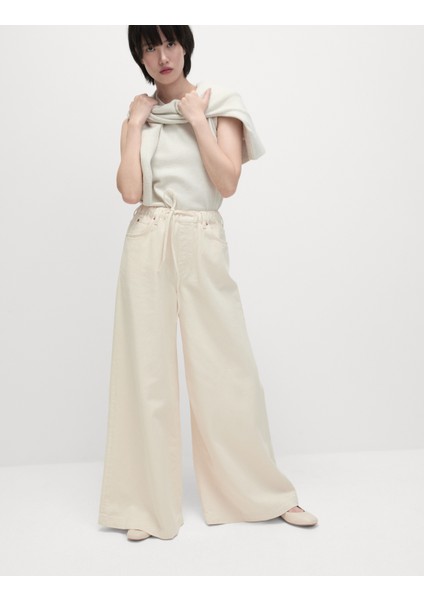Yüksek Bel Wide Leg Jean Pantolon