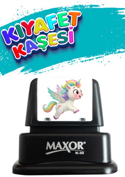 Kıyafet Kaşesi Unicorn Temalı Öğrenci Kaşesi / Kreş / Anaokulu / Ilkokul Öğrenci Kumaş Elbise Kaşesi