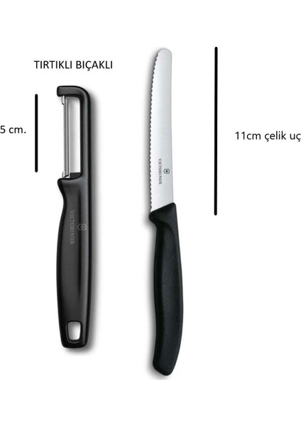 Siyah Soyacak & Bıçak Seti 2 Li (Tırtıklı Kenar & Tırtıklı Kenar)