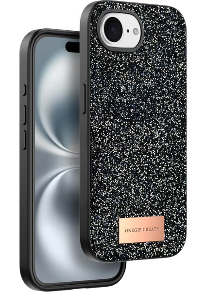Onegif Apple Iphone 16E Bright Simli Kapak - Siyah Lzwdr