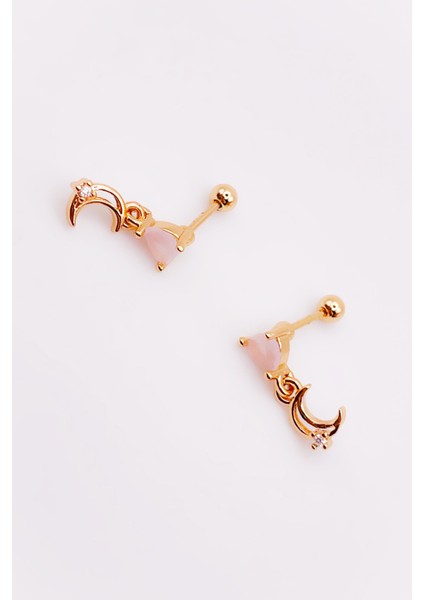 Cerrrahi Çelik Piercing ( Pirsing ) Zirkon Kalp Sallantılı Ay Tragus Helix Piercing (1ADET indirimleri