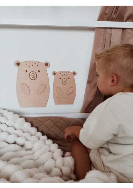 Ahşap Ayılar Çocuk ve Bebek Odası Iskandinav Duvar Dekoru modelleri