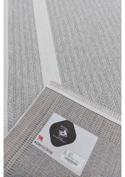 Jüt Sisal Cotton 0436G Gri-Beyaz Silinebilir Leke Tutmaz Kolay Temizlenen Mutfak-Koridor-Antre