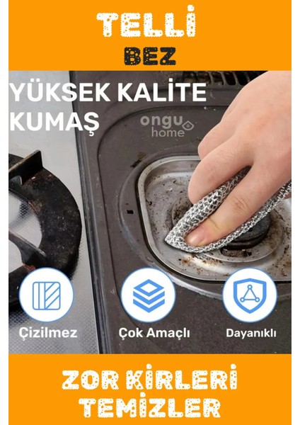 10 Adet Inox Telli Bulaşık Bezi Mutfak Banyo Bezi Çift Katmanlı Kir Pas Sökücü Temizlik Bezi modelleri
