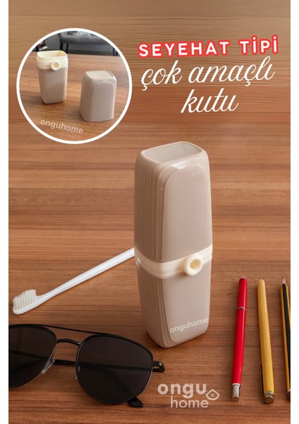 Seyahat Tipi Diş Macun Fırça Saklama Taşıma Kabı Diş Fırçalık Pratik Kalemlik ve Gözlük Kabı 1 Adet