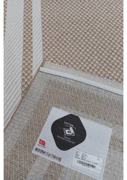 Jüt Sisal Cotton 0404G Kahverengi Silinebilir Leke Tutmaz Kolay Temizlenen Mutfak-Koridor-Antre