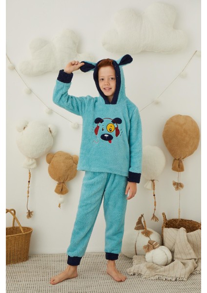 Erkek Çocuk Peluş Polar Pijama Takımı - Kapüşonlu 43310 fiyatları