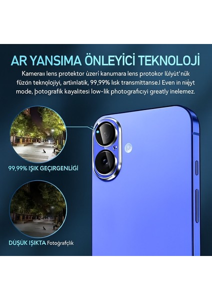 Iphone 16 Plus Kamera Koruyucu Lens 360 Koruma Tam Kaplama Darbe Düşmeye Karsı Dayanıklı modelleri