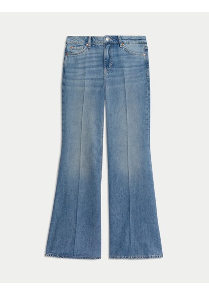 Mid Rise Flared Fit Jean Pantolon