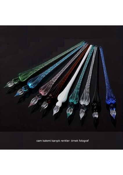 El yapımı cam kalemi, cam kalem, cam çizim kalemi, kaligrafi kalem-Turkuaz