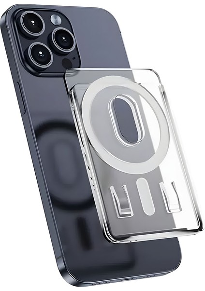 iPhone Tüm Modeller ile Uyumlu Magsafe Özellikli Manyetik Şeffaf Cüzdan Kartlık - FC1091