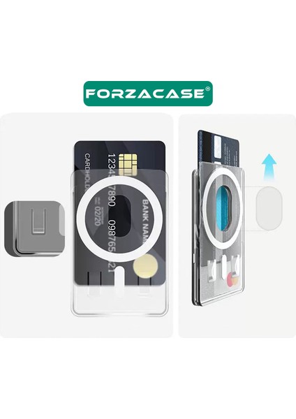 iPhone Tüm Modeller ile Uyumlu Magsafe Özellikli Manyetik Şeffaf Cüzdan Kartlık - FC1091 modelleri