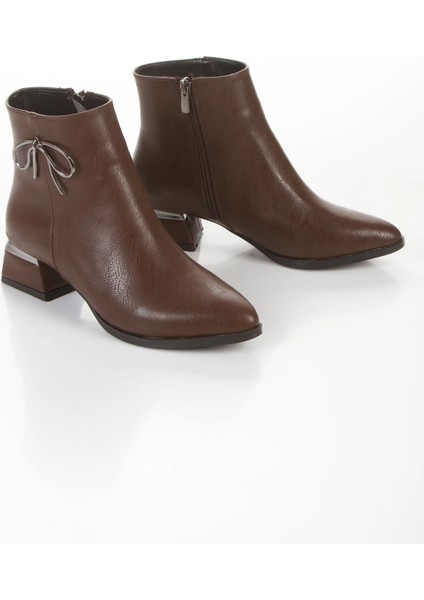 Kadın Tarz Topuklu Sivri Burunlu Bot Kahverengi modelleri