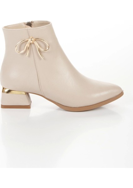Kadın Tarz Topuklu Sivri Burunlu Bot Bej modelleri