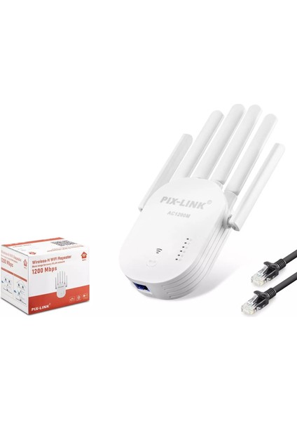 Pix-Link WR60T Wifi Repeater 1200MBPS Beyaz