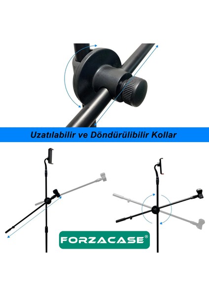 Tablet Tutuculu 360 Döner Profesyonel Metal Mikrofon Standı 140 cm - FC1077 modelleri