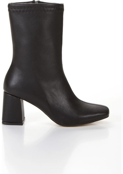 Siyah Kadın Küt Burun Topuklu Fermuarlı Bot fırsatları