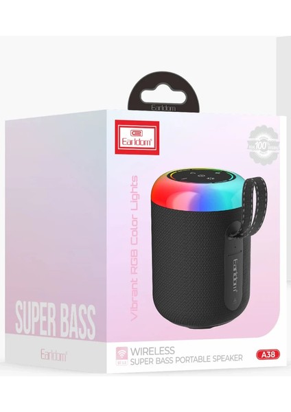 A38 Rgb Işıklı Süper Bass Bt 5.3 Kablosuz Hoparlör - Mavi