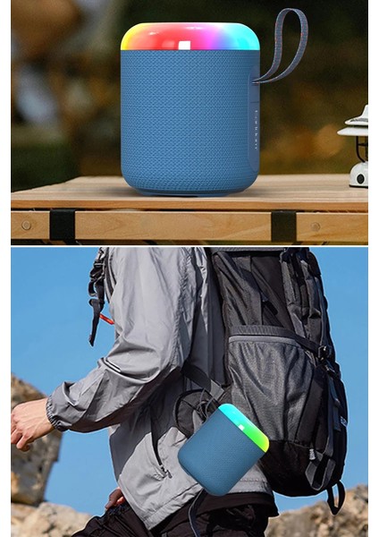 A38 Rgb Işıklı Süper Bass Bt 5.3 Kablosuz Hoparlör - Mavi