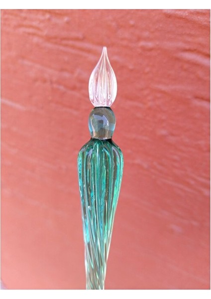 El Yapımı Cam Kalemi, Cam Kalem, Cam Çizim Kalemi, kaligrafi Kalem-Buz Yeşili