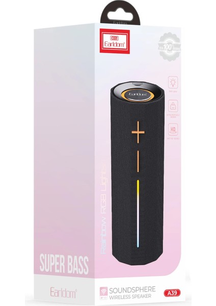 A39 Rgb Işıklı Süper Bass Bt 5.3 Kablosuz Hoparlör - Siyah indirimleri