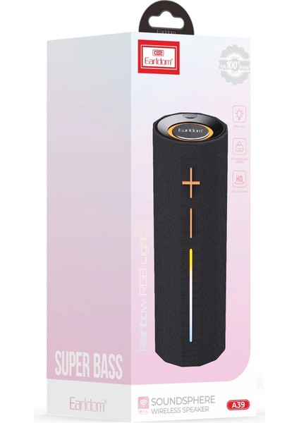 A39 Rgb Işıklı Süper Bass Bt 5.3 Kablosuz Hoparlör - Siyah
