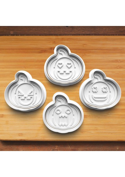 Halloween Kabaklar 4'lüset Kurabiye ve Şeker Hamuru Kalıbı