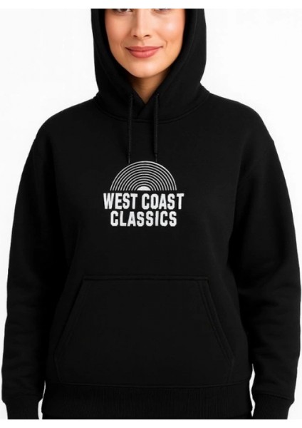 Mdb Üç Iplik Kapüşonlu Ön ve Arka Baskılı Weathirt Hoodie Iyah