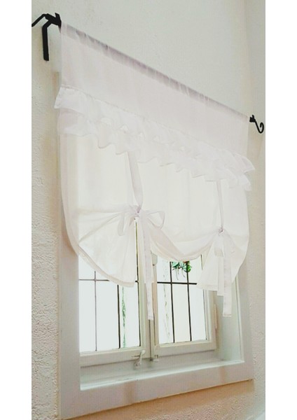 Fırfırlı Keten Krem Tül Perde