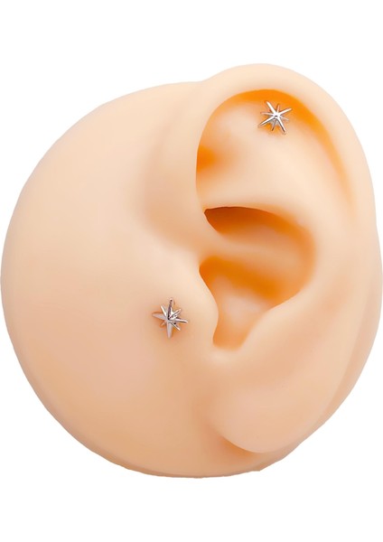 Cerrrahi Çelik Piercing ( Pirsing ) Mini Kuzey Yıldızı Tragus Helix Piercing (1ADET) fiyatları