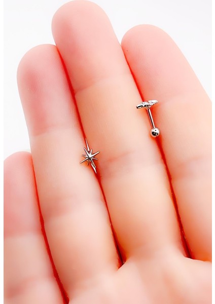 Cerrrahi Çelik Piercing ( Pirsing ) Mini Kuzey Yıldızı Tragus Helix Piercing (1ADET) fırsatları