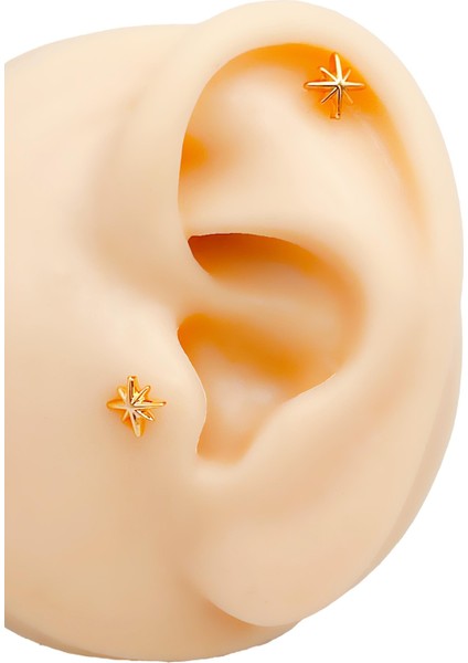Cerrrahi Çelik Piercing ( Pirsing ) Mini Kuzey Yıldızı Tragus Helix Piercing (1ADET)