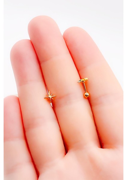 Cerrrahi Çelik Piercing ( Pirsing ) Mini Kuzey Yıldızı Tragus Helix Piercing (1ADET) indirimleri