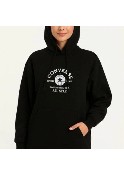 Mdb Üç Iplik Kapşonlu Ön ve Arka Baskılı Weathirt Hoodie Iyah fırsatları