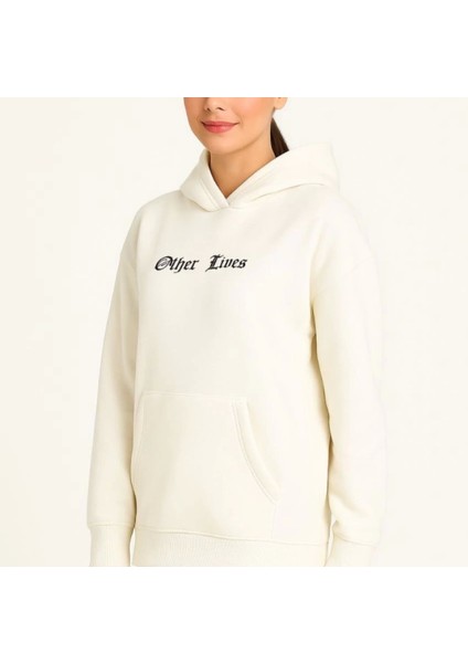 Mdb Üç Iplik Kapşonlu Ön ve Arka Baskılı Weathirt Hoodie Beyaz fiyatları