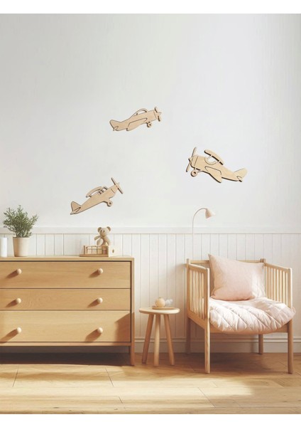 3 Lü Retro Uçak Ahşap Dekor| Bebek - Çocuk Odası Duvar Aksesuarı fiyatları