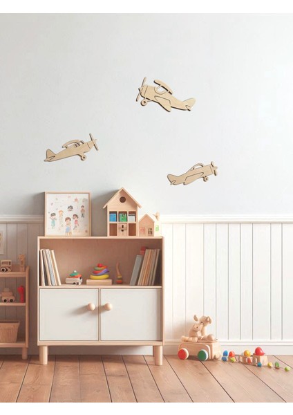 3 Lü Retro Uçak Ahşap Dekor| Bebek - Çocuk Odası Duvar Aksesuarı modelleri