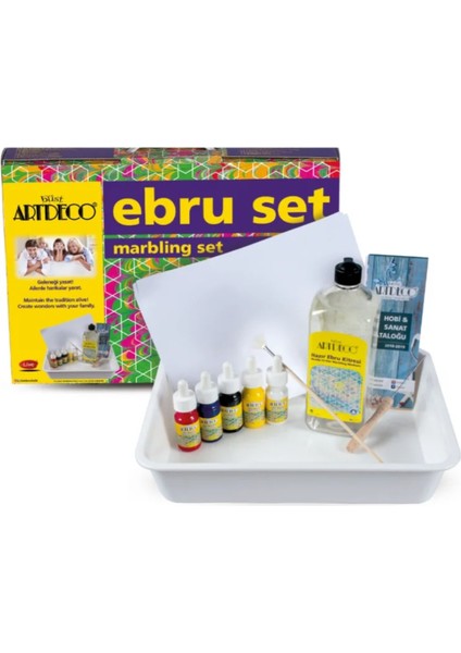 Ebru Boyası Seti 5 Renk x 30 ml Başlangıç Seti (A4 Tekneli)