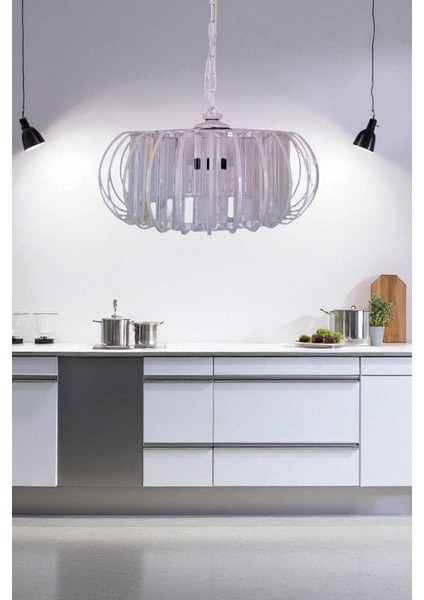 Antik Pofidik 3’lü Avize – Beyaz, Kristal Tabut Taşlı, Modern,sarkıt