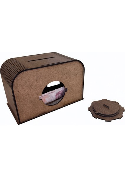 Şeffaf Ön Camlı Lazer Kesim Bahşiş Kutusu (Mdf – Dekoratif) - Ahşap Tip Box Ceviz fiyatları